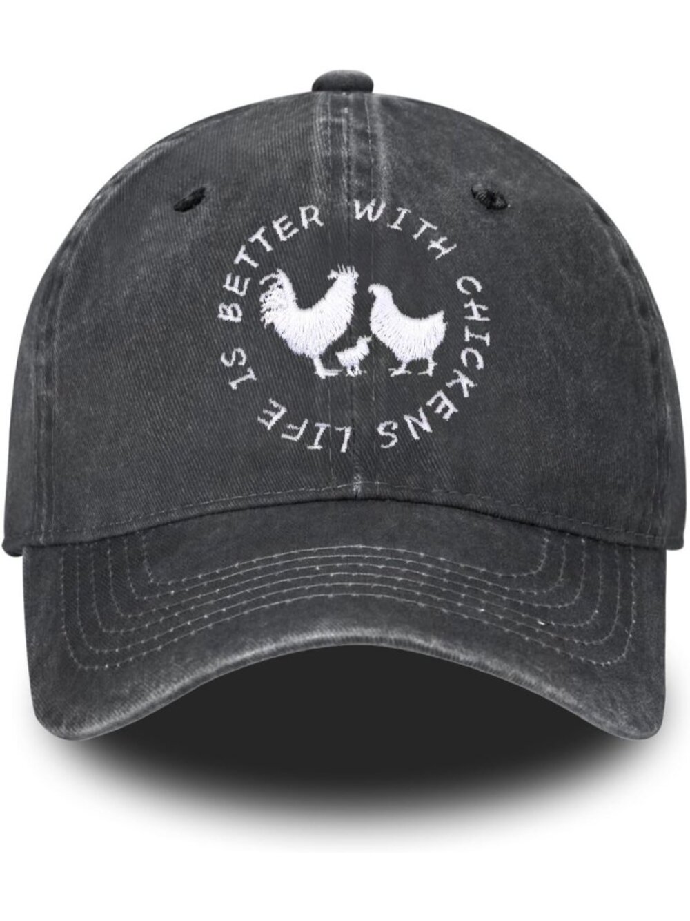 Unisax Black Chickens Embroidered Vintage Adjustable Distressed Baseball Hat
